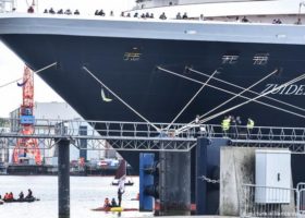 Activists block cruise ship in Germany