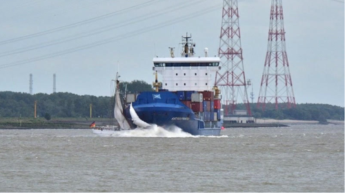 German wooden schooner sinks after colliding with containership._