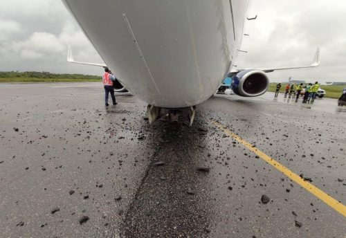 PHOTOS: Air Peace plane with 133 passengers makes emergency landing at Lagos airport