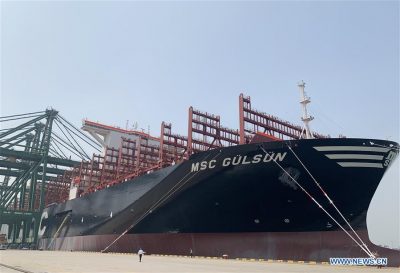 World’s largest container ship sets sail from Tianjin