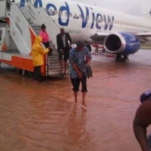 VIDEO: Aircraft stranded at flooded Enugu airport