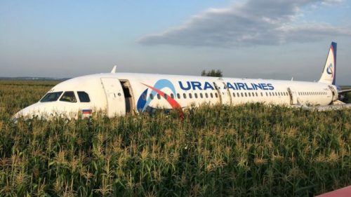 Plane makes emergency landing on Russian cornfield 