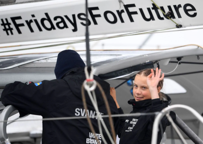 Swedish teenager activist arrives New York on zero-emission yacht