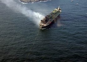 Liberian ship catches fire in Norway