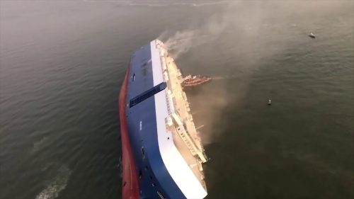 4 missing as car carrier capsizes at port of Brunswick 