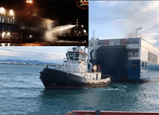Grimaldi ship catches fire off Italy
