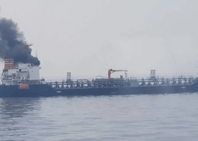 Ship catches fire off Singapore