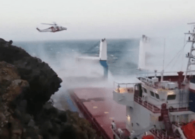 Cargo ship crashes into cliff off Sardinia, crew evacuated