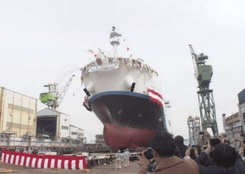 Kawasaki Heavy christens world’s 1st liquefied hydrogen carrier