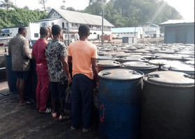Navy intercepts boat with 144 drums of diesel