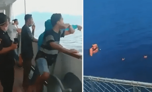 Ferry passengers jump into sea amid coronavirus fears