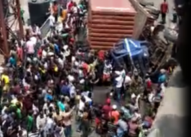 VIDEO: Container truck crushes car in Apapa