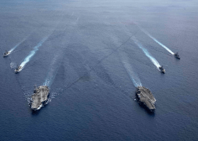 U.S. Navy aircraft carriers conduct South China Sea drills