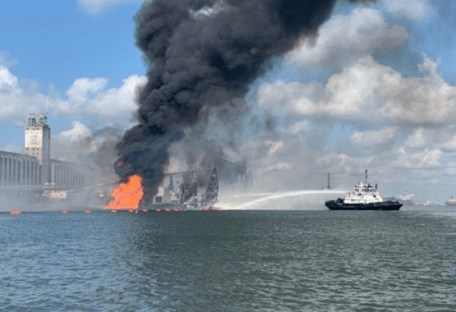4 missing as dredger hits pipeline, explodes