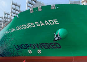 World’s largest LNG powered containership calls in Singapore