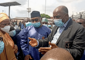 PHOTOS: Amaechi inspects Tin Can road over worsening gridlock