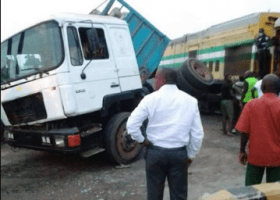 Train collides with truck in Lagos