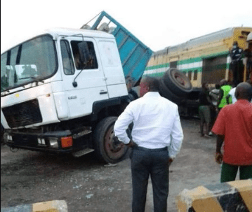 Train collides with truck in Lagos