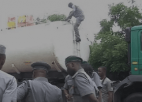 petrol tanker with smuggled rice