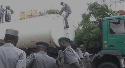 petrol tanker with smuggled rice