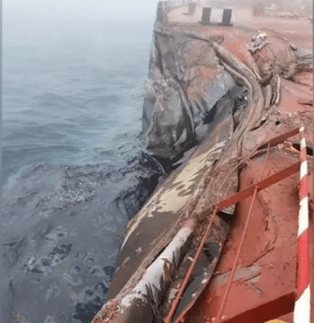 Oil tanker crashes outside China's Qingdao port, spills oil