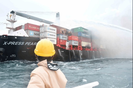 Containership battling fire for days in Sri Lanka