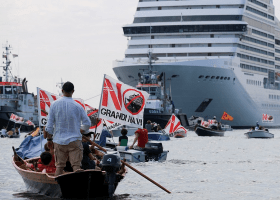 Venice residents protest as cruise ships resume sailing