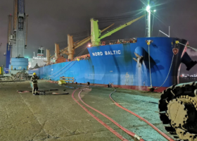 Fire erupts on Danish bulker at UK port