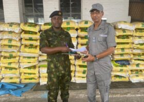 Navy hands over 252 bags of rice, 24 drums of oil to Custom, NSCDC