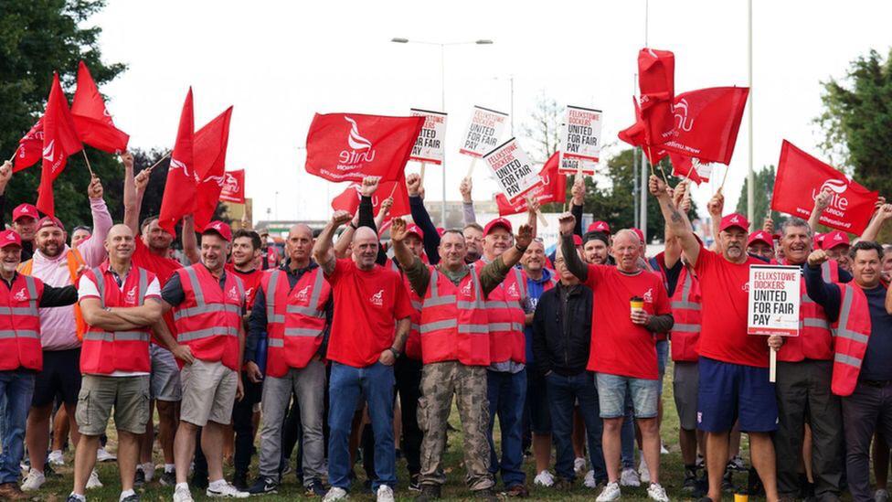 Port of Felixstowe dockworkers on strike for first time in 30 years