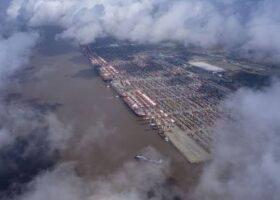 Typhoon forces China’s largest ports to suspend operations