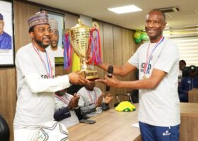 PHOTOS: NPA MD receives Maritime Cup from victorious Koko Marines