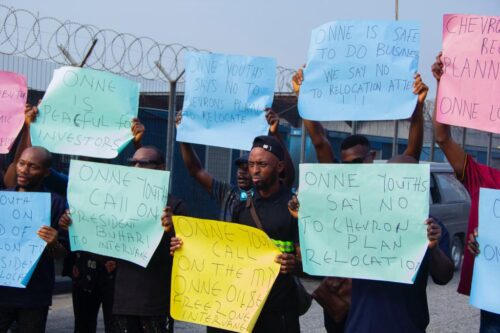 Youths protest planned closure of Chevron logistics base in Onne 