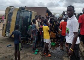 PHOTOS: Truck accidents causes traffic in Lagos