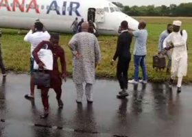 VIDEO: Dana Air aircraft skids off runway in Lagos
