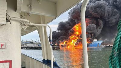 Ukrainian Attack Sinks Fuel Tanker Ferry in Russian Port of Kavkaz