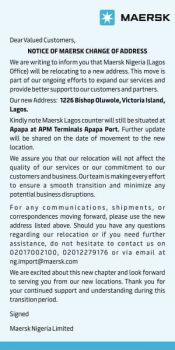 Maersk Change of Address advert sidebar