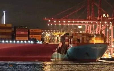 ONE Container Ship Collides with Maersk Vessel at Hong Kong Port