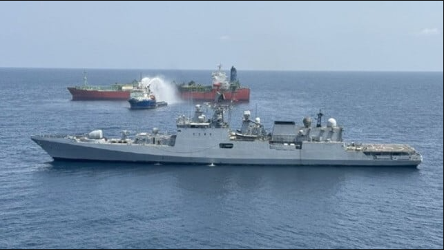 Indian Navy Aids Stricken LPG Tanker After Explosion in Gulf of Aden Amid Rising Maritime Tensions