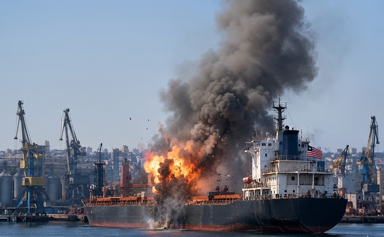 Russian Strike Ship in Odesa Port
